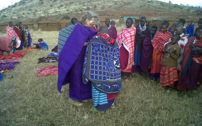 Visiting Maasai souvenir center around Enduimet